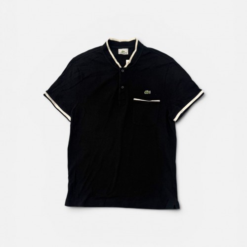 Lacoste Μαύρη Ανδρική Μπλούζα Polo με Τσέπη και Λευκές Λεπτομέρειες